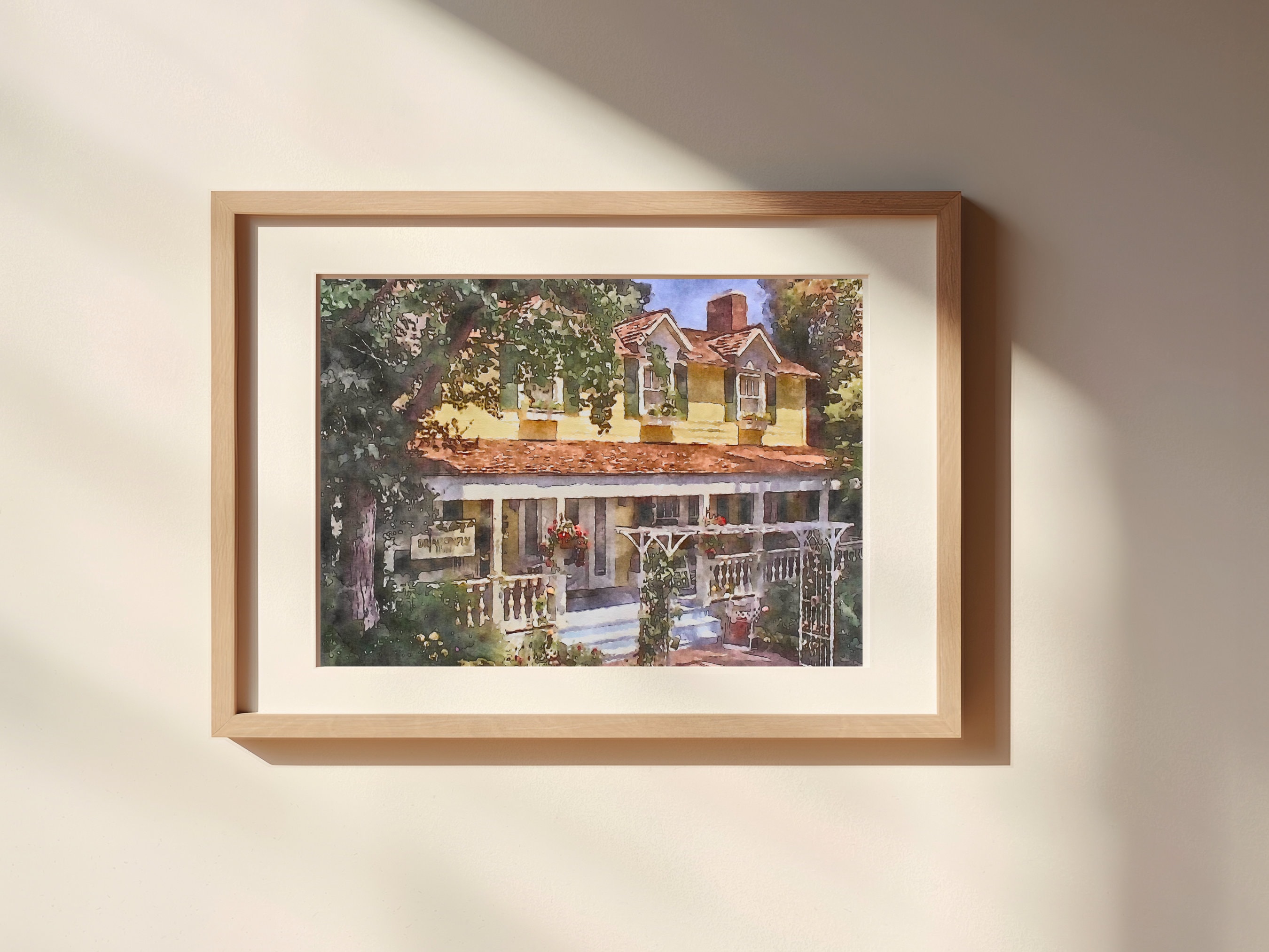 Dragonfly Inn Watercolor Painting Unframed Matte Poster Art Print