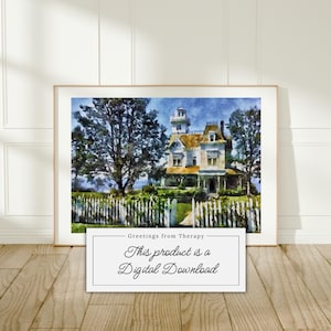 Practical Magic House Watercolor Painting Digital Art Print