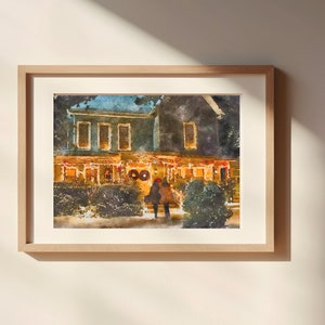 Christmastime at Lorelai&#39;s Watercolor Painting Unframed Matte Poster Art Print