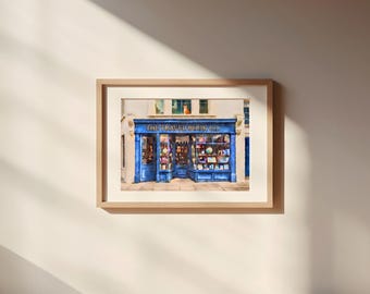 Travel Bookstore Watercolor Digital Illustration Art Print, Thick Matte Paper