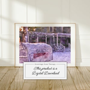 Lorelai&#39;s Winter Mailbox Watercolor Painting Digital Art Print