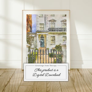 Elizabeth James London House Watercolor Painting Digital Art Print