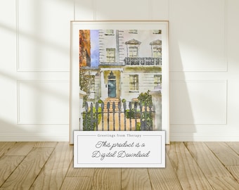 Impresión artística digital de acuarela de Elizabeth James London House