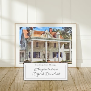 Noah and Allie&#39;s House Watercolor Painting Digital Art Print