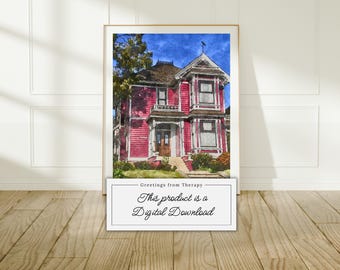 Charmed House Watercolor Painting Digital Art Print