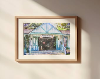 Miss Patty's School of Ballet Watercolor Digital Illustration Art Print, Thick Matte Paper