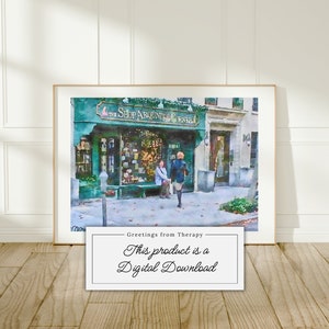 Shop Around the Corner Watercolor Painting Digital Art Print
