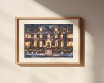 Kevin's House Watercolor Digital Illustration Art Print, Thick Matte Paper