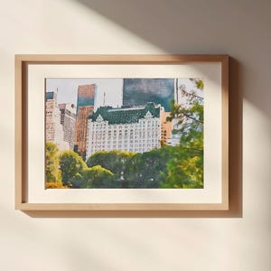 Plaza Hotel Watercolor Painting Unframed Matte Poster Art Print