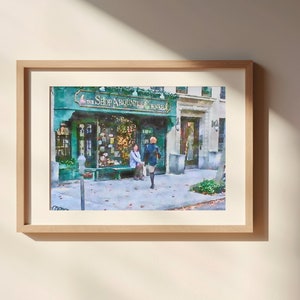 Shop Around the Corner Watercolor Painting Unframed Matte Poster Art Print