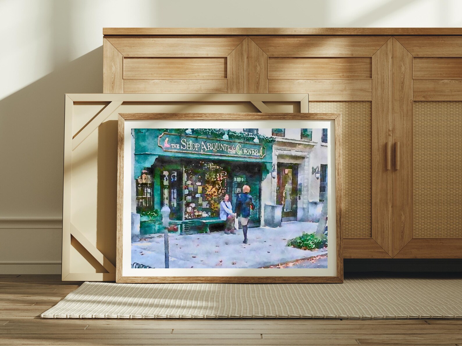 Shop Around the Corner Watercolor Painting Unframed Matte Poster Art ...