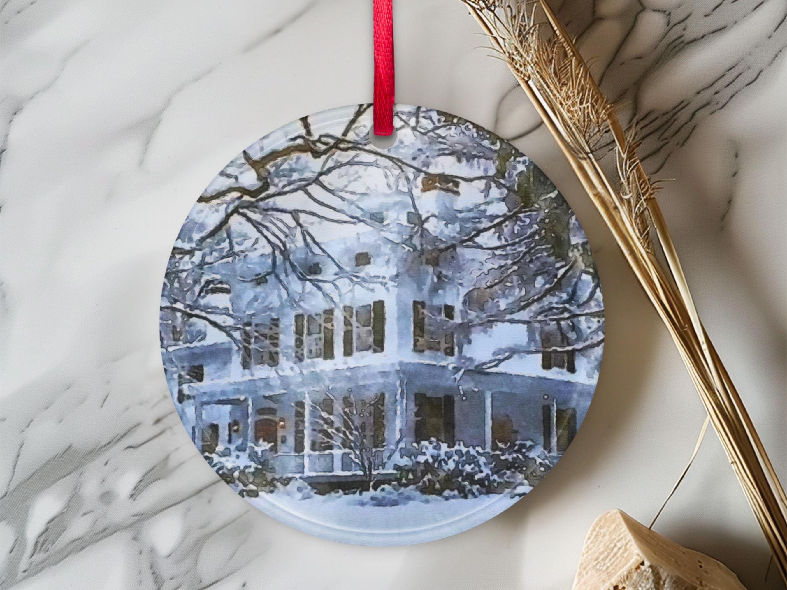 Stone Family House Watercolor Clear Round Acrylic Ornament - Etsy