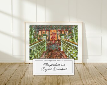 Ah Ma’s Home Watercolor Digital Illustration, Printable Wall Art Download