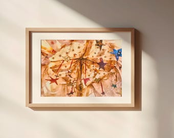 Sophie and Olivia's Tent Watercolor Digital Illustration Art Print, Thick Matte Paper