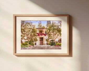 Amanda Woods LA House Watercolor Digital Illustration Art Print, Thick Matte Paper