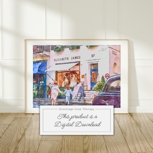 Elizabeth James Bridal Shop Watercolor Painting Digital Art Print