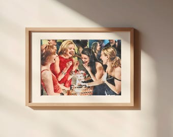 Soulmates and the City Watercolor Painting Unframed Matte Poster Art Print