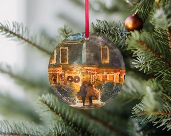 Christmastime at Lorelai's Watercolor Clear Round Acrylic Ornament