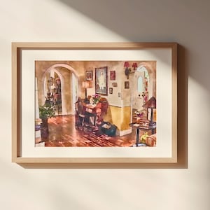 Lorela&#39;s Wohnzimmer Aquarell Malerei Ungerahmtes Matt Poster Kunstdruck