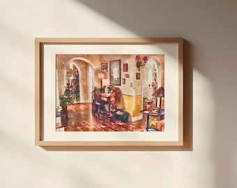 Lorelai&#39;s Living Room Watercolor Painting Unframed Matte Poster Art Print