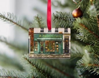 Shop Around the Corner Watercolor Clear Rectangle Acrylic Ornament