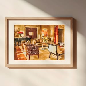 Waldorf Penthouse Watercolor Painting Unframed Matte Poster Art Print