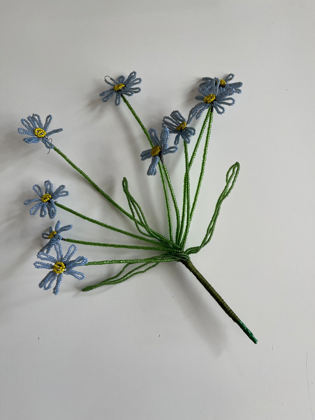 Vintage Glass Beaded Flower Stem Etsy