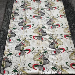 6YDS 1950s Vintage Barkcloth Atomic Patterned Yardage