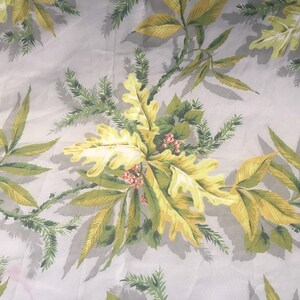 Vintage Grey Rayon yardage with a Red Berry and Leaves pattern.