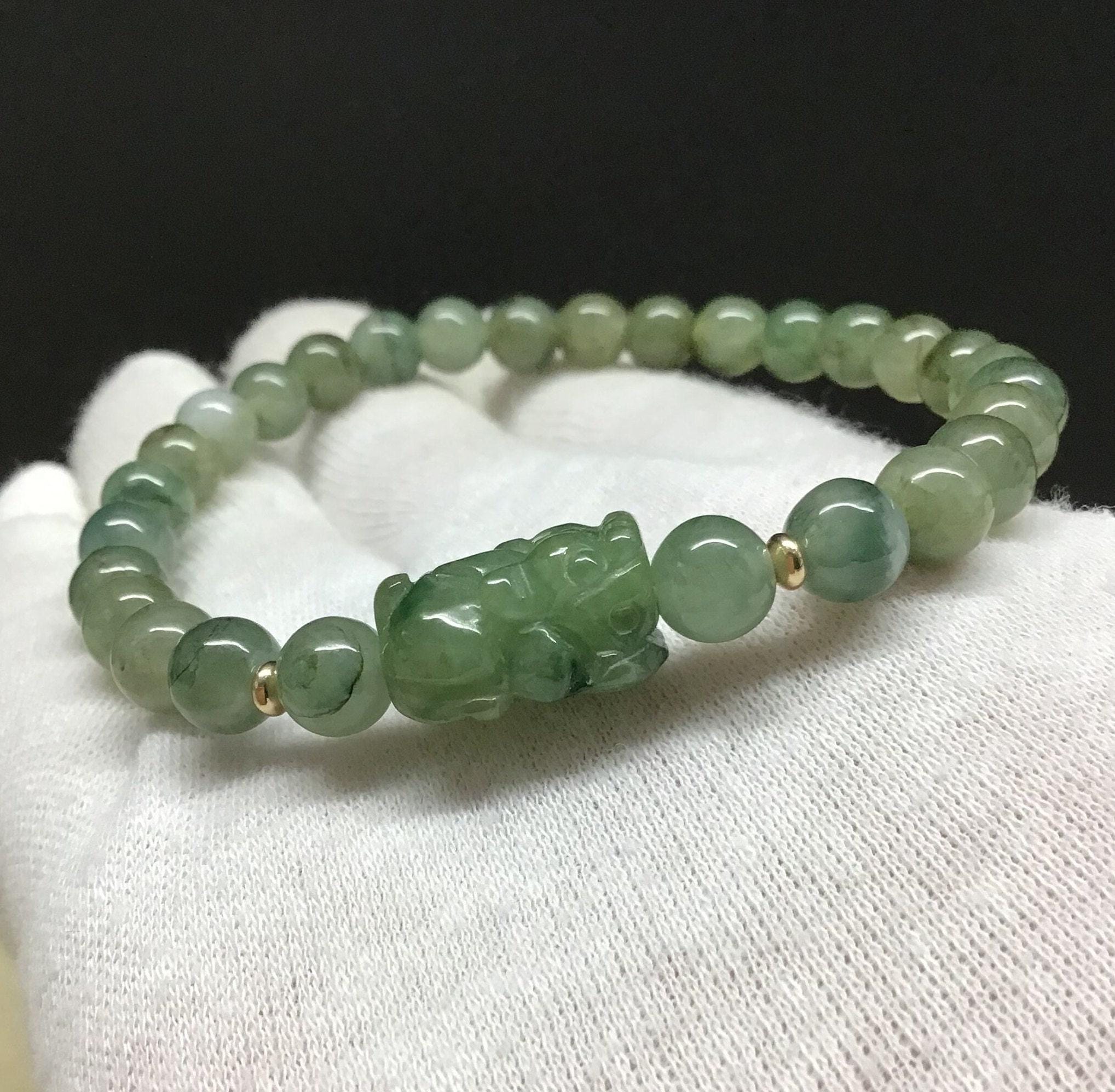 Bracelet Bangle En Jade Jadéite Naturel Marron/Vert Catégorie A - Pixiu 03453 - 8 Pouces
