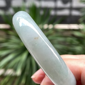 Glutinous Faint Green Bangle, Certified Round Jadeite Bangle, 57.1 mm Jadeite Bangle