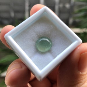 Icy Faint Green Jadeite Cabochon: Natural Type A, 8.9mm