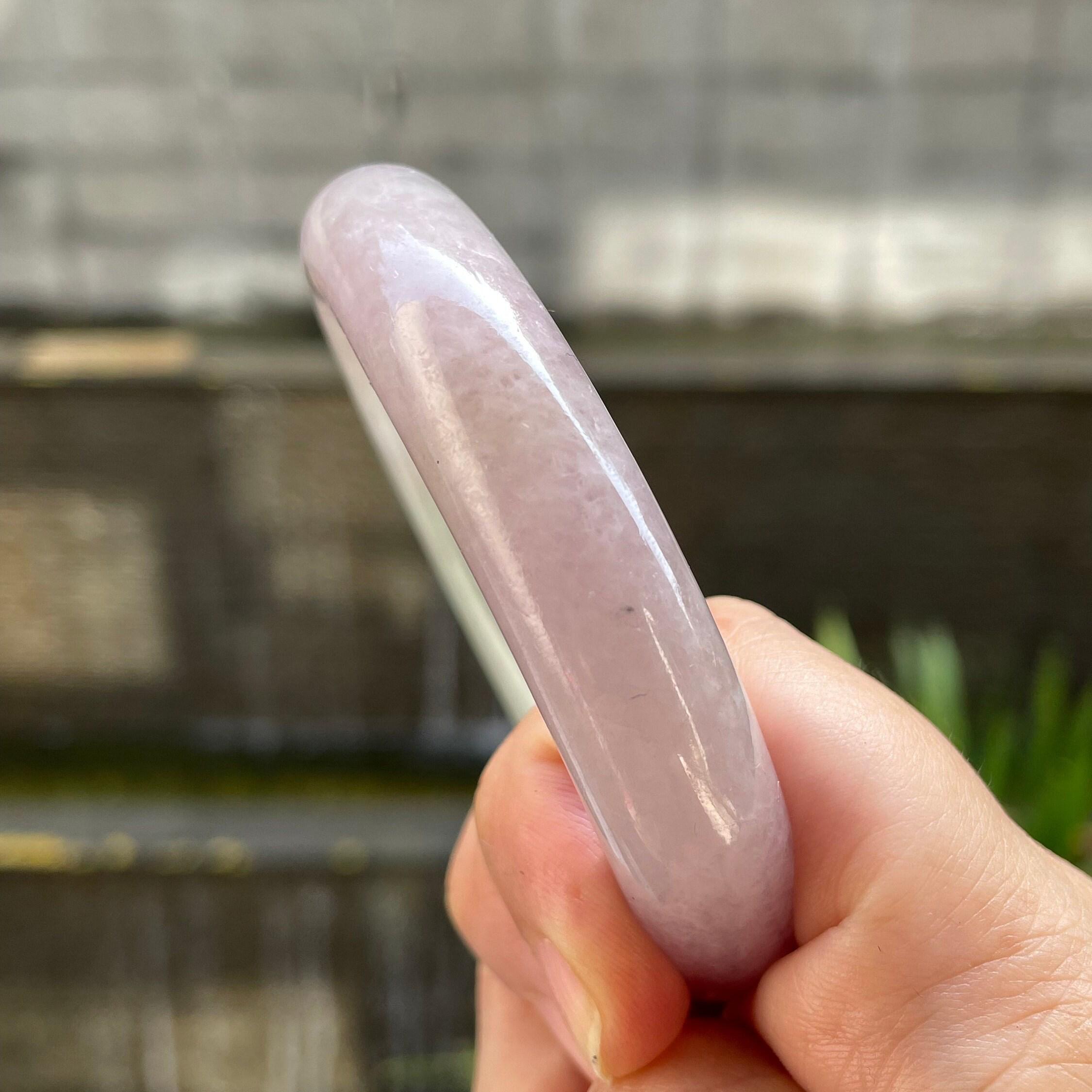 ラベンダーグリーン翡翠バングル – 天然タイプA半透明翡翠、54mm