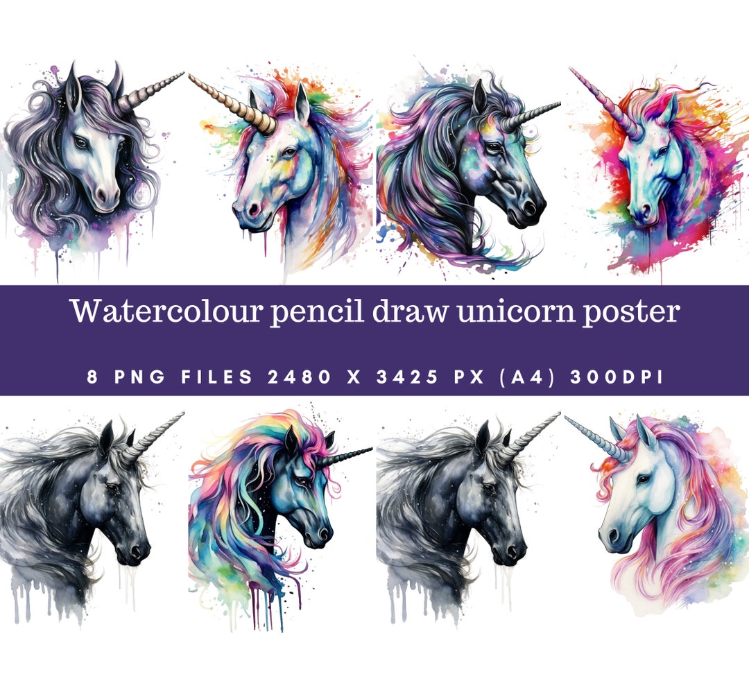 Unicorn Poster Unicorn Wall Art Digital Print Collection A4 - Etsy