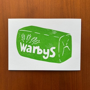 Warburton’s super toastie lino print - A5 Size wall art