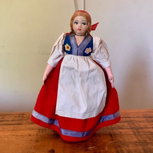 Hermoso, Vintage, Europeo, Griego, L'Onda, Recuerdo, Muñeco, Cara de composición, Rojo, Popular, Disfraz, Figura, Coleccionable, Gitano, Romaní, Regalo