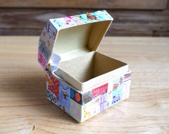OOAK, Hand Collaged, 1:12th Scale, Dolls House, Miniature, Chest, Storage Box, Toy Box, Modern, Dollhouse, Nursery, Toy, Storage, Box, Gift