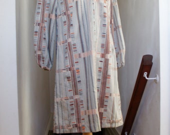 Vintage Geometric Fabric Day Dress Shirt Dress Size Medium