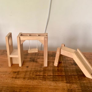 Vintage, 1:12th Scale, Dolls House, Wooden, Garden, Climbing Frame, Swing, Slide, Toy, Park, School, Playground, Miniatures, Collectible