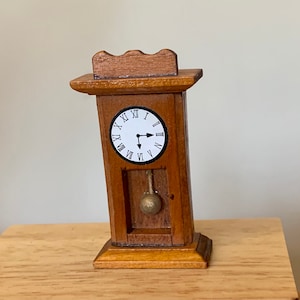 Vintage, 1:12th Scale, Dolls House, Wooden, Wall Clock, Mantle Clock, Ornament, Display, Miniature, Collectible, Scale Model, Gift, Daughter