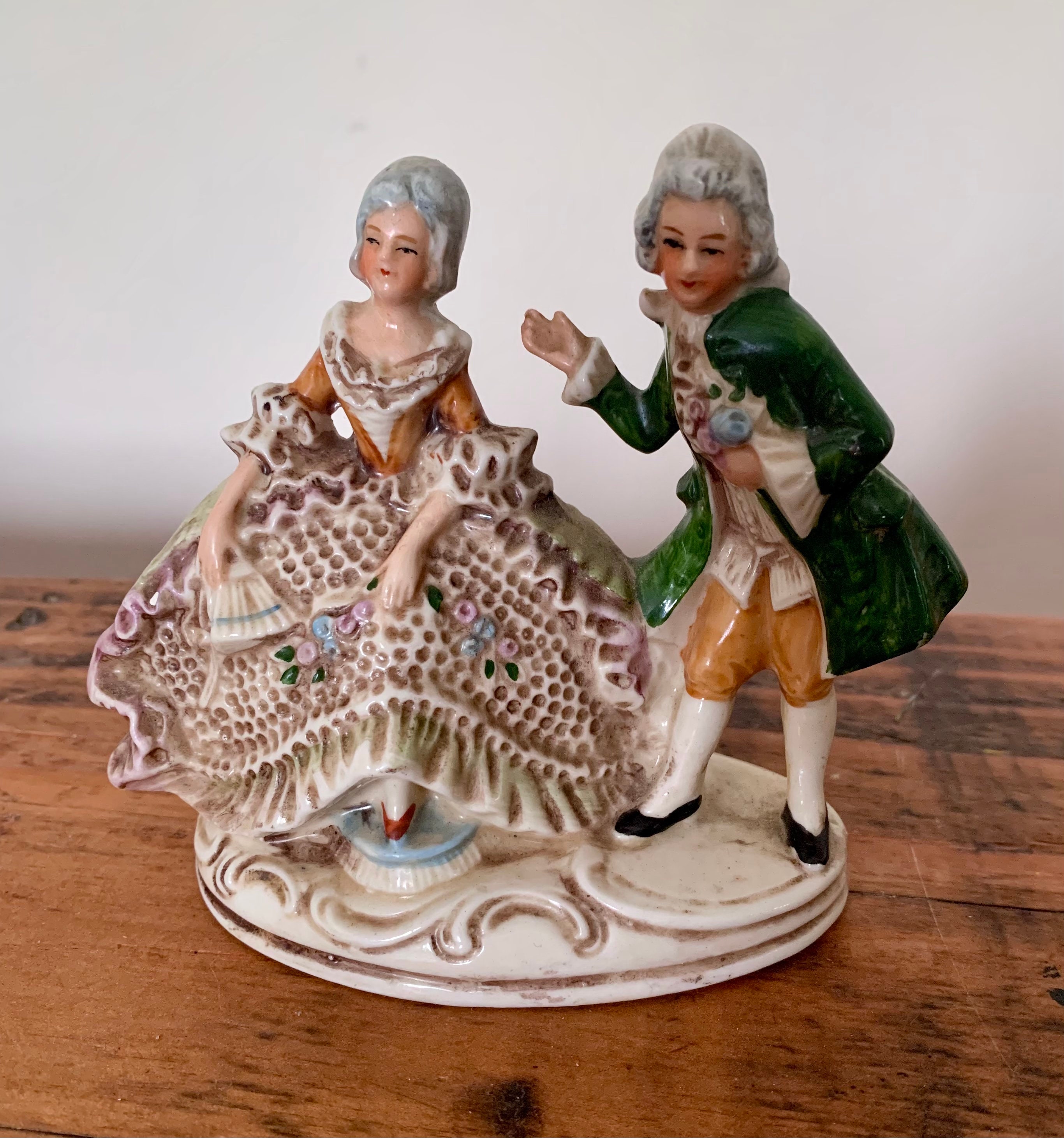 ヴィンテージ、ジョージアン、カップル、陶器、置物、コレクター