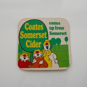 Vintage, 1970s, Coates, Somerset, Sidra, Viene de Somerset, Card Coaster, Beer Coaster, Coleccionable, Bar, Bebidas, Cocina, Regalo, Padre