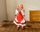 Vintage, Souvenir, Doll, In, Yugoslavian, Folk, European, Colourful, Costume, Figure, with Leather Boots, Collectible, Scale Model, Figurine