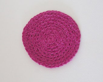 Hand Crocheted, 1:12th Scale, Deep Pink, Circular, Rug, Carpet, Mat, Dolls House, Bedroom, Decor, Miniatures, Collectible, Gift, Girl, Wife