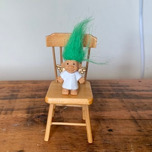 Vintage, 1:12th Scale, Dolls House, 1980s, Miniature, Green, Hair, Plastic, Angel, Troll, Figure, Doll, Collectible, Display, Retro, Gift
