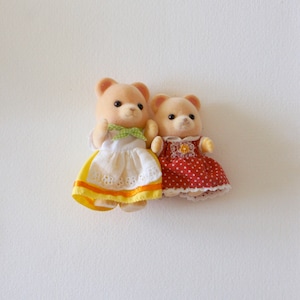 Vintage, 1980s, Epoch, Sylvanian Families, Bear, Family, Mother, Daughter, Doll, Figures, Toy, Collectible, Retro, Gift, Daughter, Sister