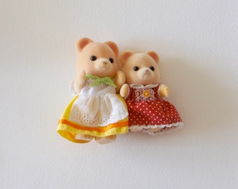 Vintage, 1980s, Epoch, Sylvanian Families, Bear, Family, Mother, Daughter, Doll, Figures, Toy, Collectible, Retro, Gift, Daughter, Sister