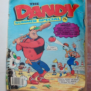 Vintage, 1990, Dandy, lato, specjalne, komiks, kolekcjonowania, książki, magazyn, sportowe, Mistrzostwa świata, Baseball, Fun Run, prezent, brat, Tata, syn