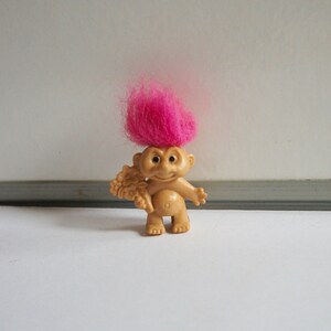 Vintage, 1980s, 1990s, Pink Hair, Troll, With Flowers, Pencil Topper, Gift, Collectibles, Birthday, Daughter, Son, Sister, Wife, Girlfriend