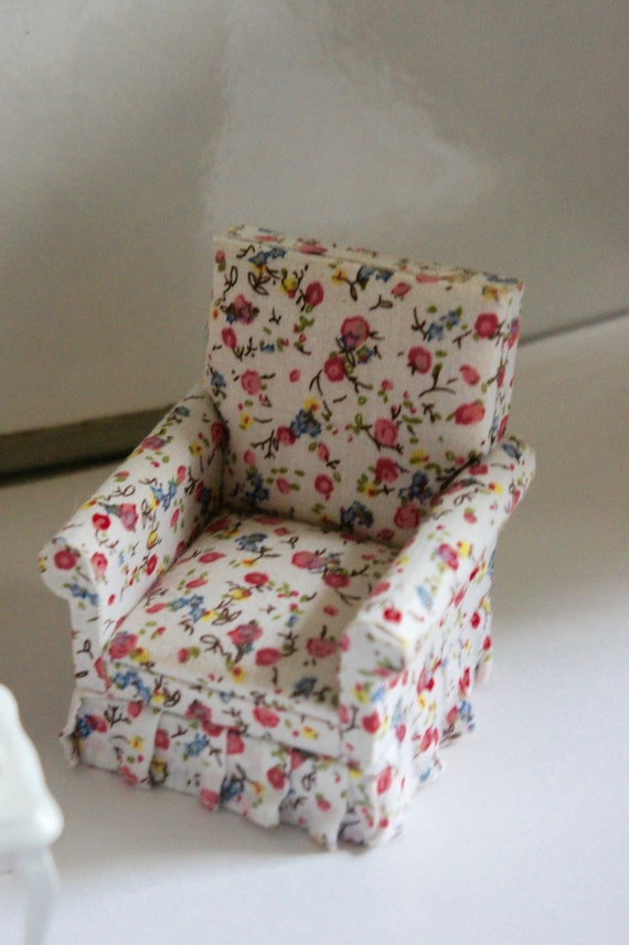 * vintage miniature ❀ 菜の花色の可愛い花柄 ソファ set Vintage, 1:12th Scale, Dolls House, Floral, Fabric, Two Seat